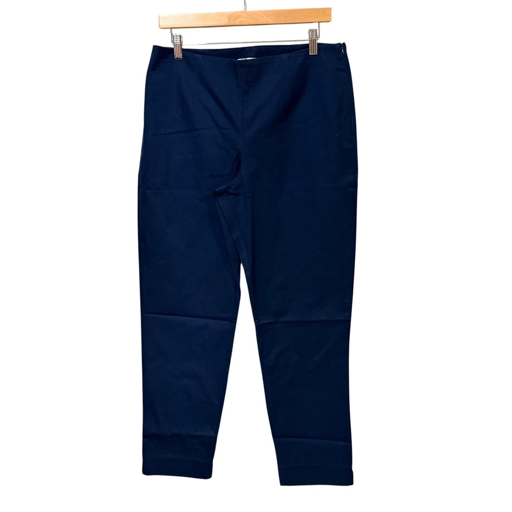 Boston Proper Womens Navy Blue Side Zip Stretch Ankle Pants Size 12 RN 90674